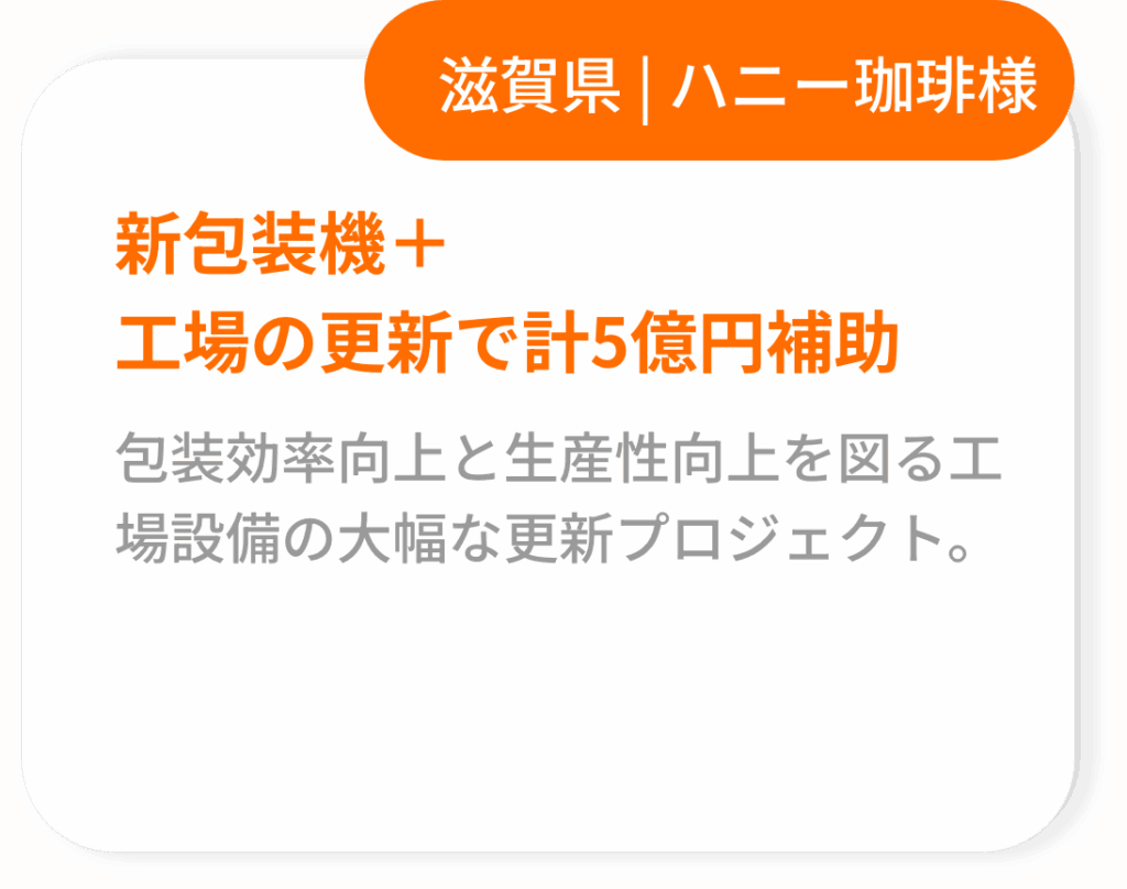 新包装機＋
工場の更新で計5億円補助